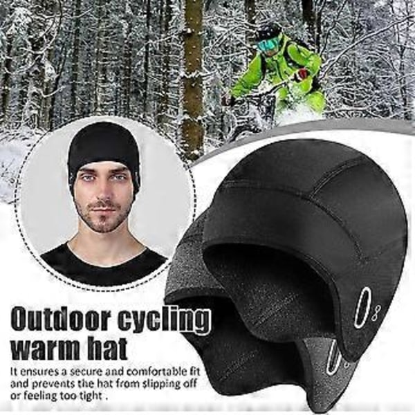 Varm Vintermössa för Vuxna, Skull Cap, Utomhuscykling, Hjälmfoder i Fleece, Öronskydd, Motorcykel- och Löparmössa, Passar Under Hjälmar (Svart)