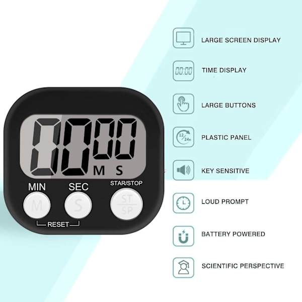 Grön Magnetisk Köktimer, Magnetisk Timer med Hög Alarm för