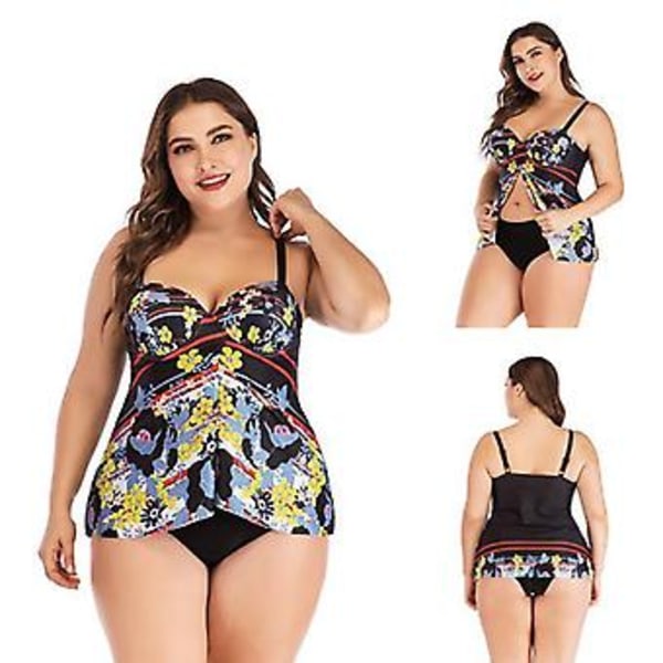 Pige-badedragt bikini stor størrelse split kvindelig følelse tynd digital print åndbar cardigan badetøj Xl