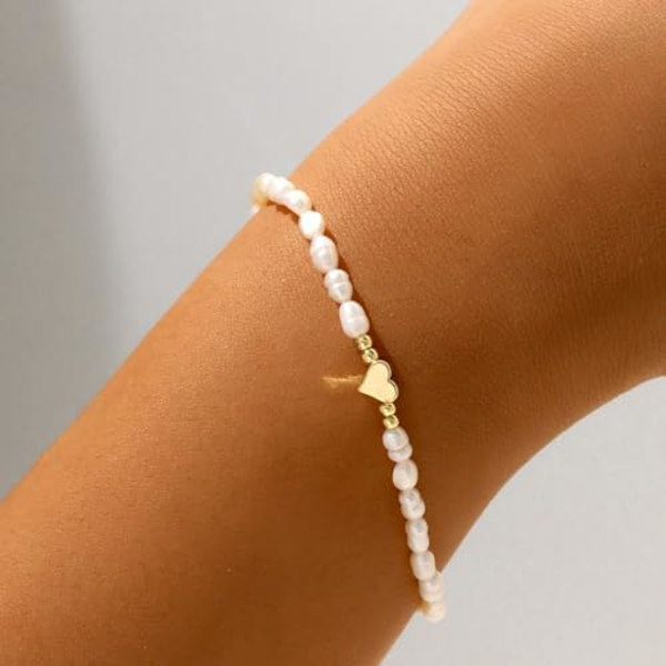 Guld/Silver Armband för Kvinnor, Guldpläterade Armband för Kvinnor Evil Eye Diamond Cuban Link Hjärta Pärla Armband Ever