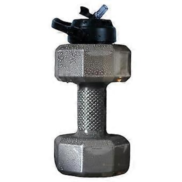Stor Kapacitet Kop Dumbbell Form Drikkevandsflasker Vægtstang Kedel Kropstræningsflaske () til Udendørs Campingrejser (2200ML Sort)