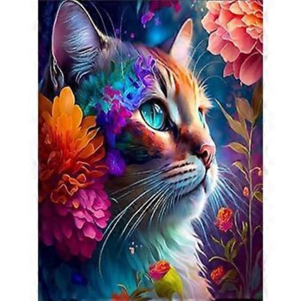 Diamantmaleri Sæt til Voksne, 5D Diamant Kunst Sæt til Børn Begynder Kat Gem Kunst Fuld Bor Diamant Prikker med Diamanter 12x16in