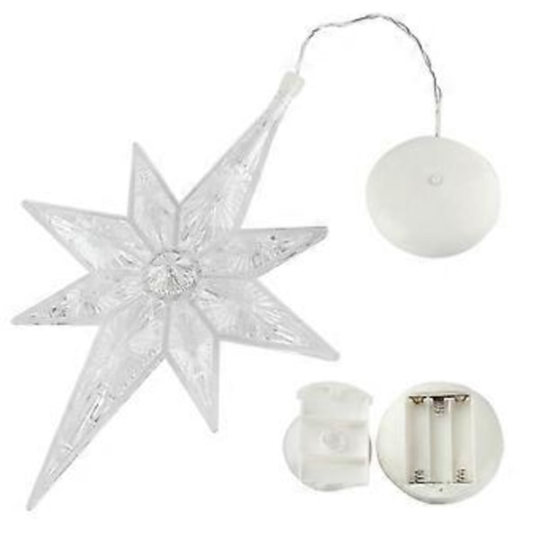 8LED Koppartråd Batteridriven Snöflinga Hängande Ljus Dekor Pendellampa (Varmvit)