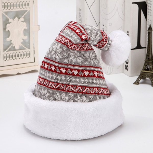 4 stycken jultomteluvor i fleece med snöflingor, vinterhattsdekoration för vuxna.