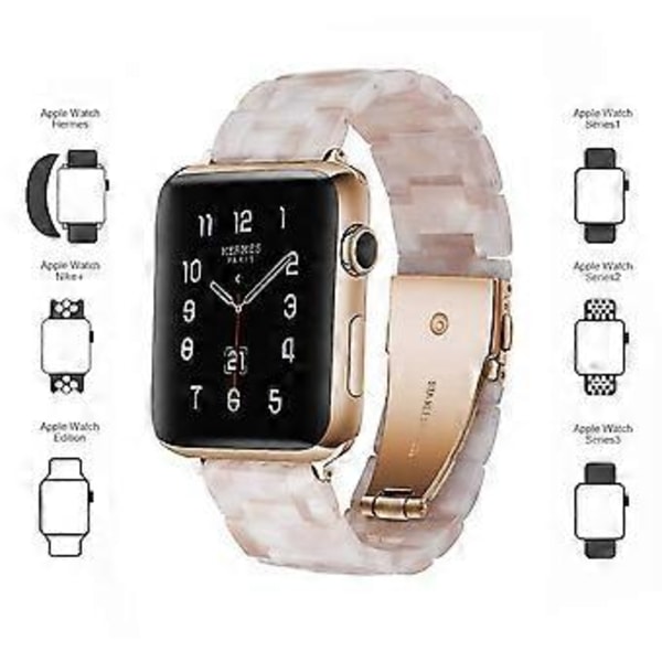 Yhteensopiva Apple Watch -hihnan kanssa 42-44 mm sarjat 5/4/3/2/1 Ohut hartsiranneke Vaihtokellohihnatarvike - vaaleanpunaiset kukat
