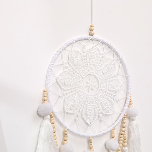 (Pom)Macrame Dream Catchers for Bedroom - Boho Wall Hanging Hand
