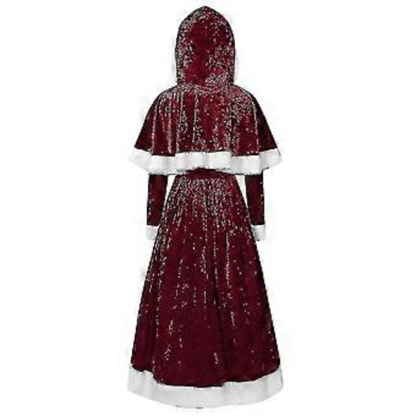 Naisten Huppullinen Jouluinen Luistelija Hääpuvun Santa Vaippa Cosplay Puku V (XL Viininpunainen)