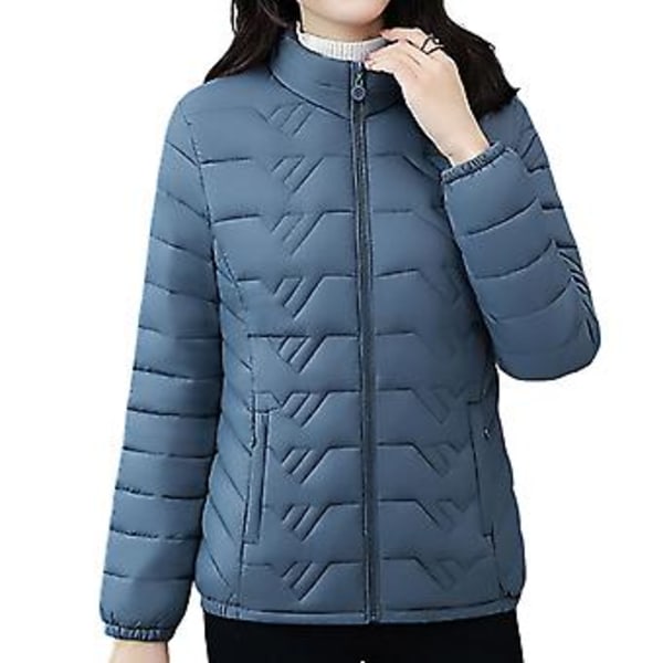 Vinterjacka för kvinnor, packbar och varm, bärbar ytterkläder, bomullsstoppad jacka för hem, dejt, fest, shopping (3XL Blå)