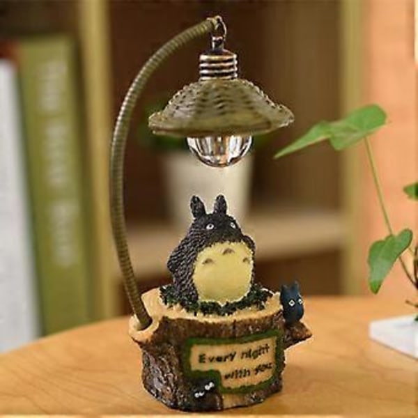 Nattlampe for skrivebord, hagedekorasjoner, mini håndverk leker, dekorasjonsgaver (firkantet trestubbe)