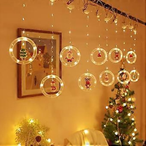 Julelys LED-streng med fe-lys, julefest, hengende vindu, gardin, dekorative lamper
