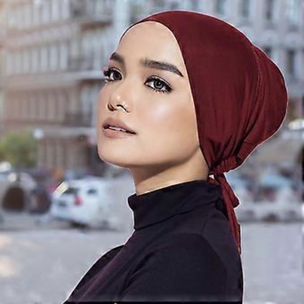 Damernas Hijab-mössor Underscarf Turbanmössor Knuten Bonnet Elastisk Sovande Hår Huvudband Mjuka Beanie Sovmössor (23 Orange)