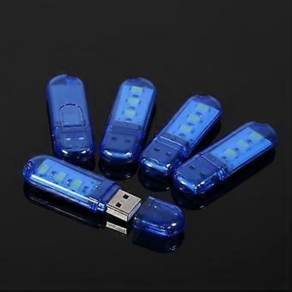 5 stk 5V Kreativ U Disk Formet Led USB Nattlys Datamaskin Laptop Belysning Mini Lampe (Blå)