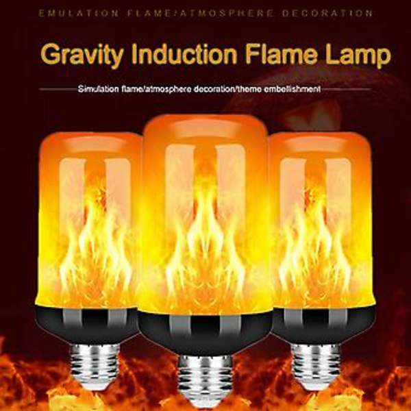 Emuleringslampa med dynamisk flammeffekt, AC85V-265V, för hemmet, E26 B22 E27, kreativ flimmer LED-lampa (Gult ljus E26)
