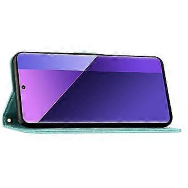 Fodral för Xiaomi Redmi Note 13 5G med fjärilsmönster PU Läder Plånboksfodral (Babyblå)