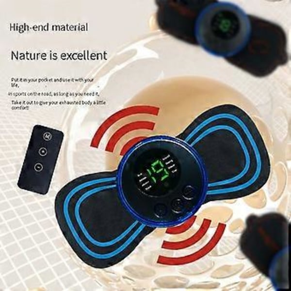 2024 Bärbar Mini Elektrisk Nacke & Rygg Massager EMS Cervikal Massageplåster Smärtlindring