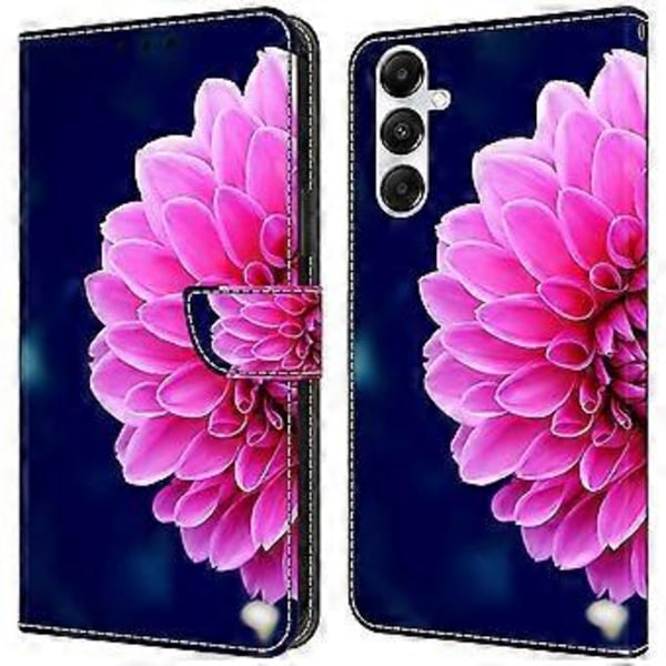 Magnetiskt fodral för Samsung Galaxy A35 5G med 3D-mönstertryck i läder (Rosa blommor)