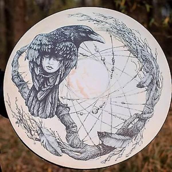 Handgjord Lejon Totem Shamantrumma med Trumstockar för Musikterapi och Meditation ( )