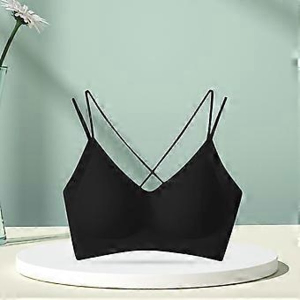 Dame BH Jelly Strip Support T-shirt BH Undertøj Push up BH Polstrede Braletter (L Sort)