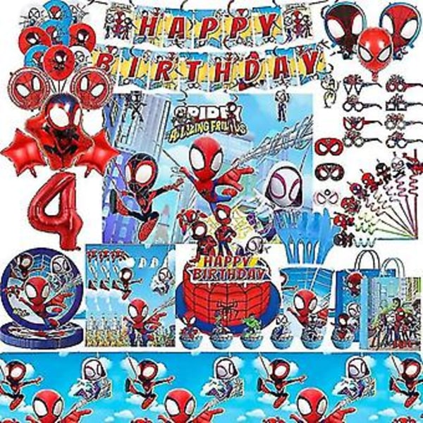 Spidey och hans fantastiska vänner födelsedagsfestdekoration Spiderman tema bordsduk kopp tallrik Spidey ballongtillbehör för barn (10 st koppar)