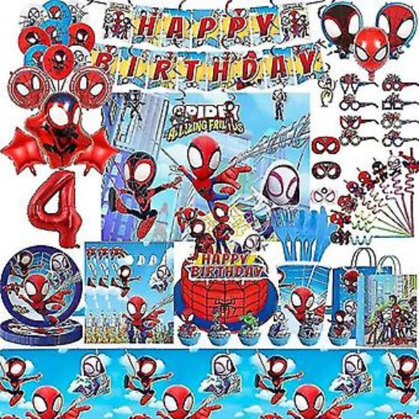 Spidey og hans fantastiske venner Fødselsdagsfest Dekoration Spiderman Tema Bordtøj Kop Plade Spidey Ballon Forbrugsvarer til Børn (baggrund)