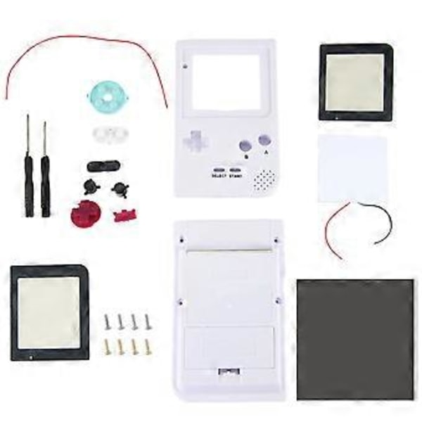 DIY Skalbyte för Gameboy Pocket Spelkonsol för GBP Skalfodral med Knappset Klasslins (Vit)