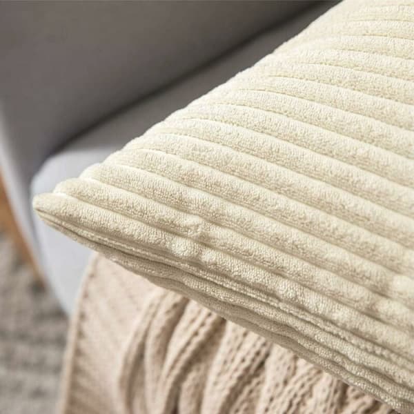 Sæt med 2 45x45cm Beige Dekorative Fløjls Pudebetræk Sofa Sof