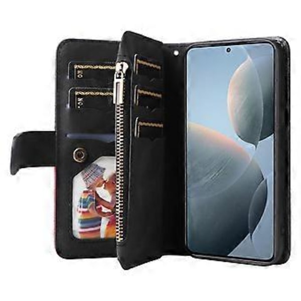 KT Multi-Function Series-5 Til Xiaomi 14T Etui Lynlås Pung Læder Telefon Cover Stativ (Style B)