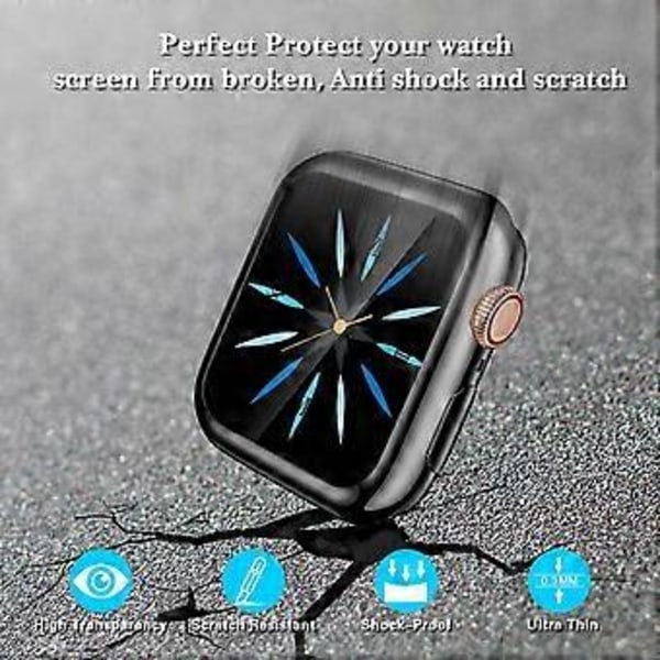 3-pack Kompatibelt med Apple Watch-fodral 38 mm, Mjukt HD-högkänslighetsskärmsskydd med TPU All Around Anti-Fall Bumper Skyddande fodral för iWatc