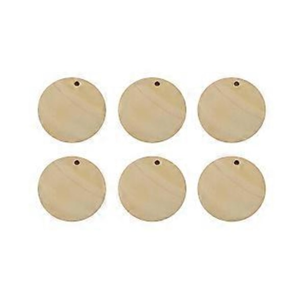 50 kpl Pyöreä Puuviipale Riipus DIY Korutarvikkeet Yksireikäinen Puuviipale Riipus (35mm)