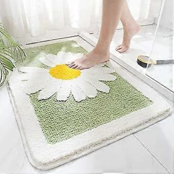 Söt Daisy Blomma Badmatta, Roliga Tuftade Mjuka Badrumsmattor, Vattenabsorberande Halksäker Badrumsmatta, Maskintvättbar