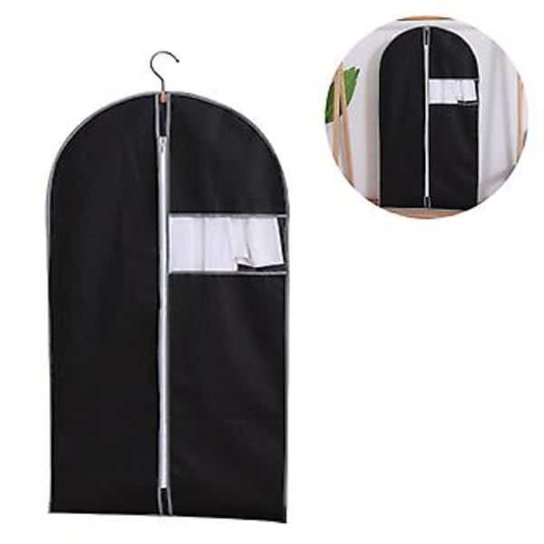 Set med 5 hängande klädöverdrag för förvaring Andningsbart kostymöverdrag för garderob Dammskyddande överdrag med blixtlås för kostym, kavaj 60x120cm Svart