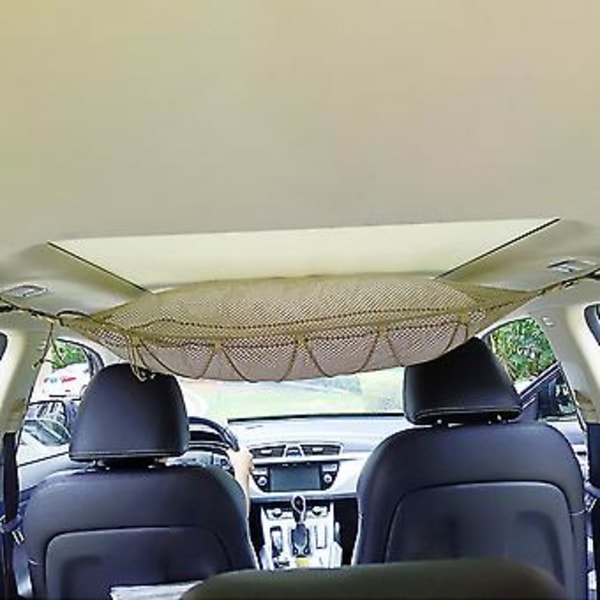 Takk-oppbevaringsnett for bil, dobbeltlags oppbevaringsnett for gjenstander, for minibuss, terrengkjøretøy, friluftsliv, 80 cm x 55 cm