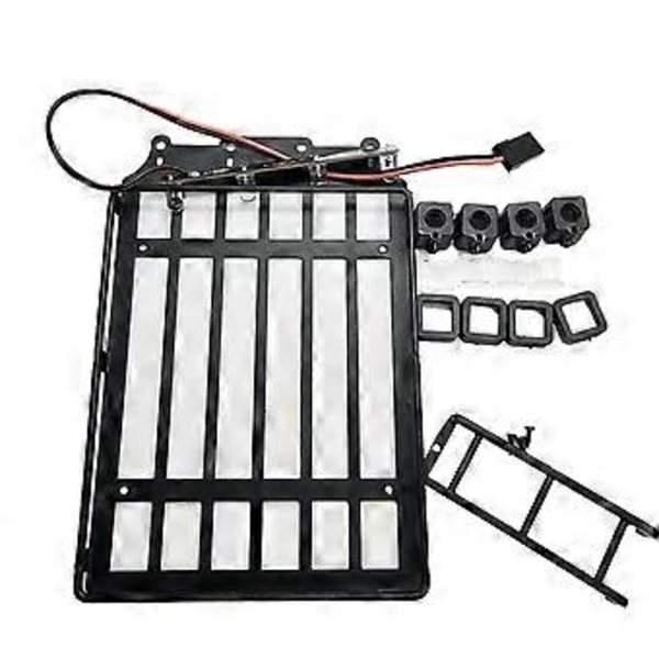 Universaali kattoteline tavarateline autokehys LED-valolla 1/18 C8801 RC Crawler -auton osille, neliölamppu