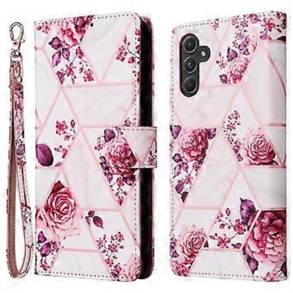 Til Samsung Galaxy A55 5G Etui Lakeret Læder Flip Wallet Cover Marmor Mønster()