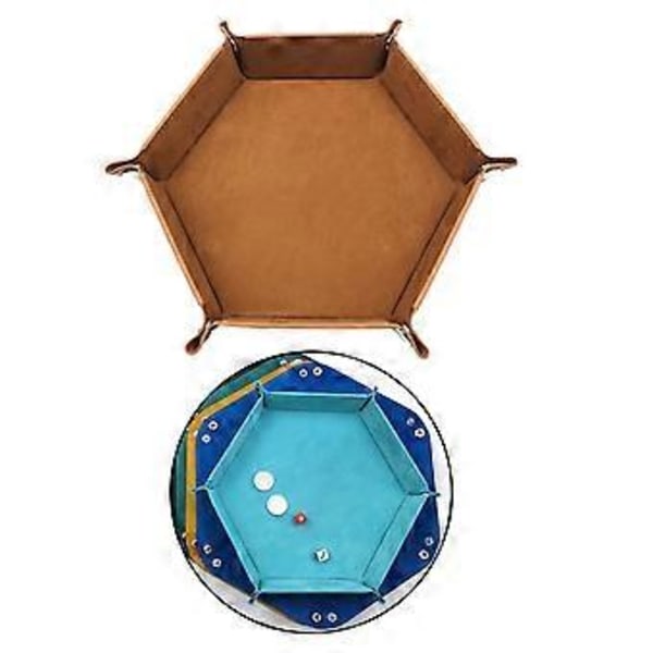Foldbar Terningebakke Hexagon Rullebakke Holder Terningespil Fest Casino Rød (Brun Type A)