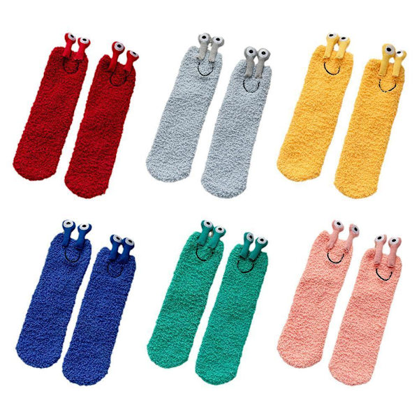 2 par The Floor Socks Sovande Sockor för Flickor Medelrör Sockor Snygga Tjockna barn Gul