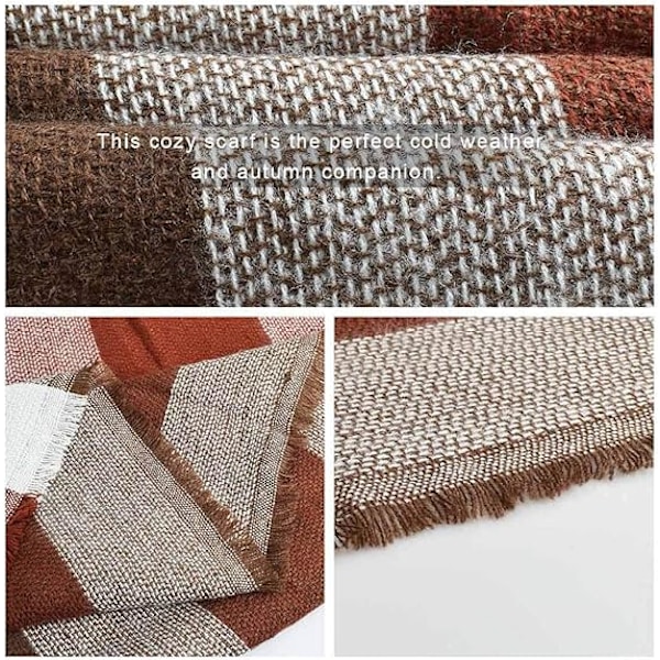 1 st. Brun Sjal Sjal Kvinna Imitation Cashmere Varm Höst Vinter