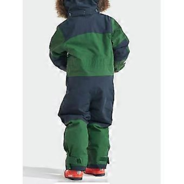 Vindtett og vanntett tykkere selvlysende ski dress i ett stykke for barn, enkel og dobbel brett, bomullsklær for gutter og jenter (110 grønn)