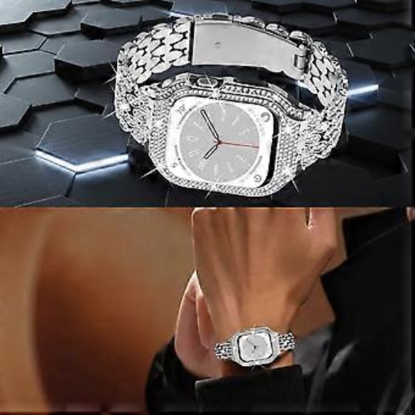 Tyyppi D Apple Watch Series 6 5 4 SE (2022) SE 40mm kellon rannekoru ruostumatonta terästä strassikoristeella (tyyli D)