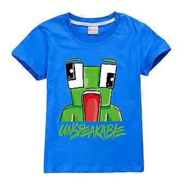 Gutter for gutter UNSPEAKABLE Trykte kortsリーブ Crew Neck Topper Sommer T-skjorte Tee (13-14 år Blå)