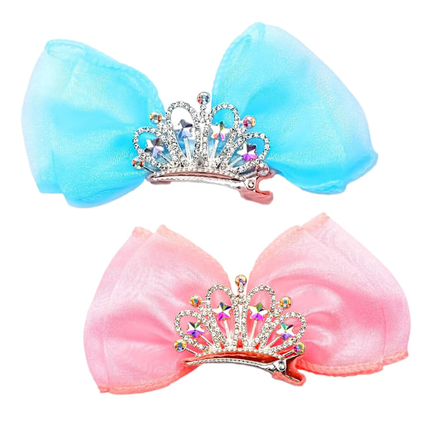 2 Pcs Birthday Hair Bow, Crown Clips for Little Girls, Toddler Princess Hair Bows, Cute Tiara Hair Clip, Hair Barrettes