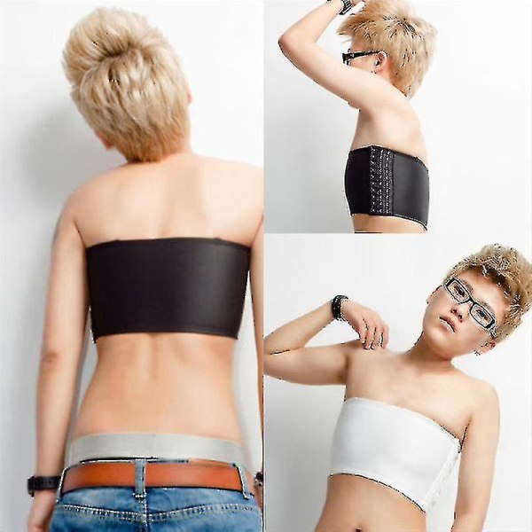Women Hot Breathable Strapless Chest Breast Binder Trans Cosplay Black Black M