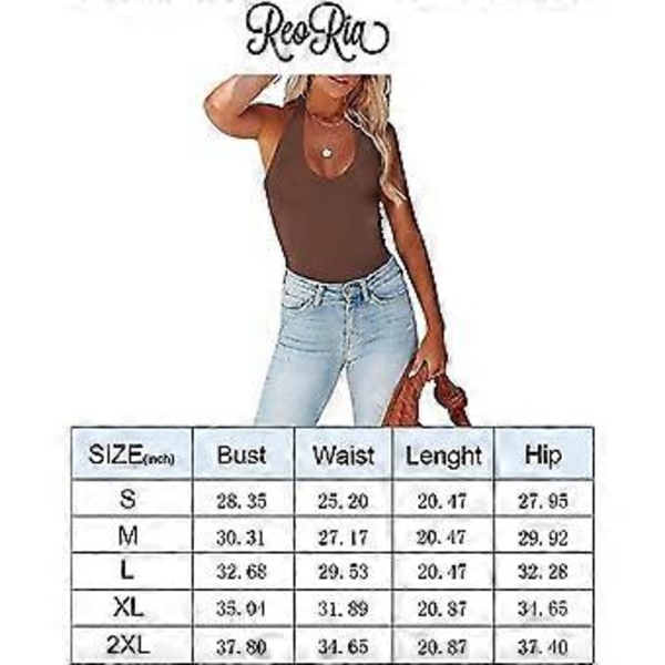 Sexig avslappnad halter-topp med V-ringning, ärmlös, rygglös, slank, Y2K-tanktopp, body (stor)
