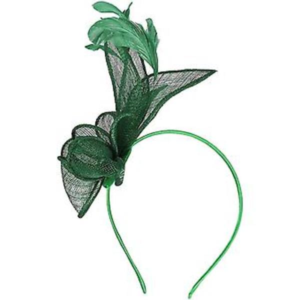 Fascinatorer til Kvinder Bryllups Fascinator Hat Blomst Mesh Fjer Pandebånd Grøn