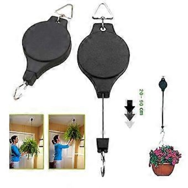 4-pack Växtrulle Infällbar Rulle Växthängare Hängande Blomkorg Krok Hängare för Trädgårdskorgar Krukor och Fågelmatare i Olika Höjder