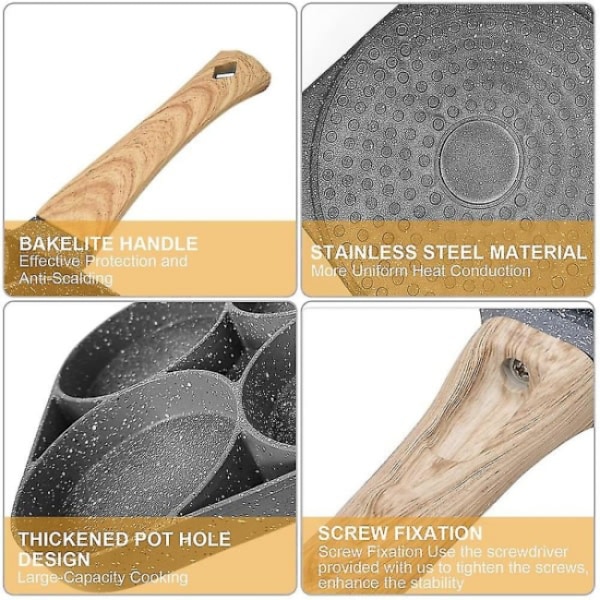 Äggpanna, Non-Stick Pancake Pan Äggpanna med Stekpanna med 4 Hol