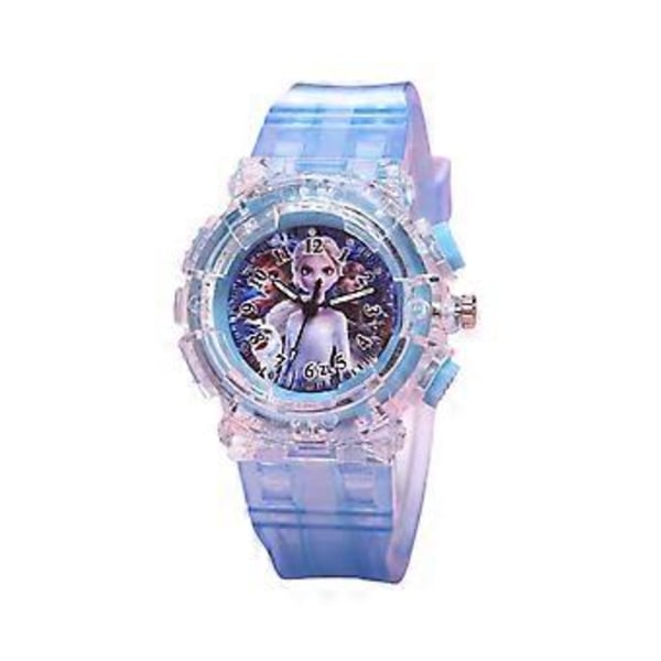 Frozen Elsa & Anna Lysende Kvarts Ur Børn Pige Lys Op Farve Skiftende Armbåndsur Børn Gave (B)