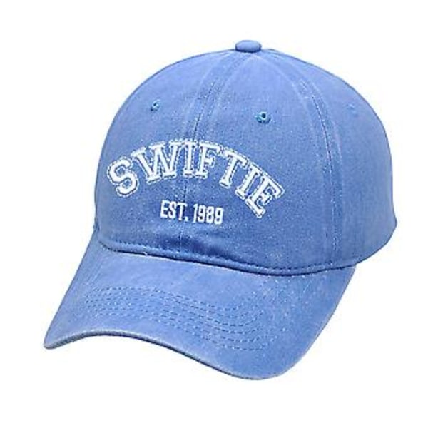 Hatt for menn og kvinner Taylor Swift Swiftie 1989 Retro Baseball Unisex Sport Justerbar Broderi Solhatt Unisex Fans Gaver (Blå)