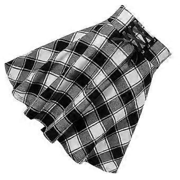 Naisten ruudullinen lyhyt hame laskostettu punk-tyylinen vintage-kiristysmekko (XL musta)