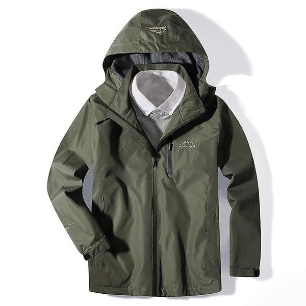 Outdoor Waterproof Jacket Loose Large Size Windproof Jacket Four Seasons Mountaineering Wear Dark gray 4XL
